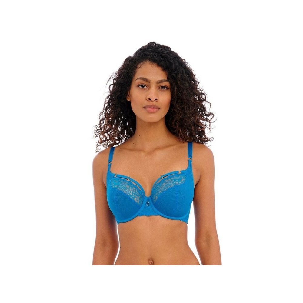 Blue Underwire Lace Accent Bra - Women's Intimates